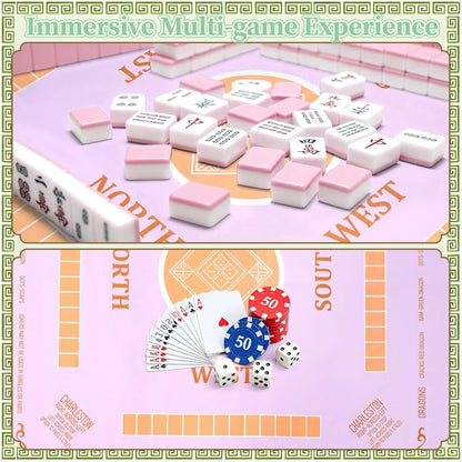 55 x 55 in Mahjong Tablecloth, Lemon Card Table Mat, Multi Purpose Game Table Cover, Mahjong Party Decorations for Beginners, Lovers, Card, Board Tile Games, Poker, Dominoes (Yellow)
