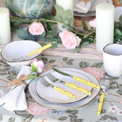 ANNOVA Silverware Set, Retro/Rivet Colorful Stainless Steel Tableware Kitchen Flatware Set Utensils, Includes Dinner Knives, Forks, Spoons, Salad Forks & Dessert Spoons (Yellow, 10 Pieces)