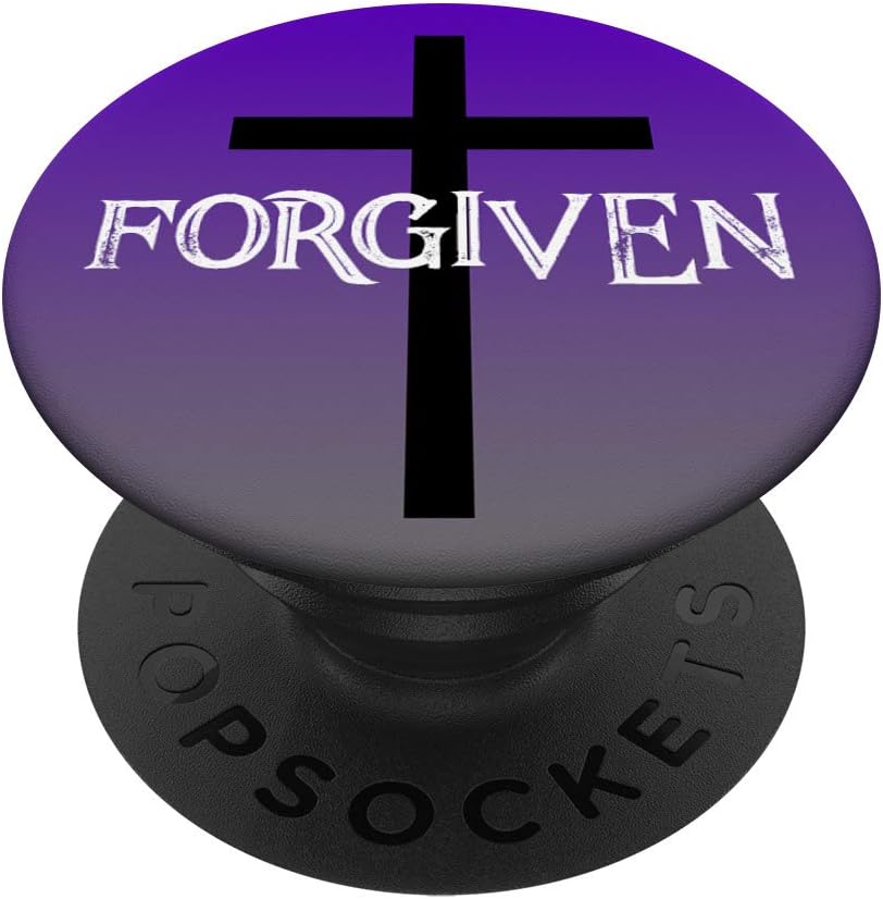 Christian Design Forgiven Cross Jesus Purple Saved Gift PopSockets PopGrip: Swappable Grip for Phones & Tablets