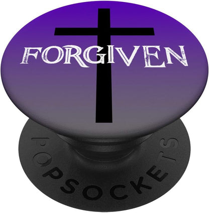 Christian Design Forgiven Cross Jesus Purple Saved Gift PopSockets PopGrip: Swappable Grip for Phones & Tablets