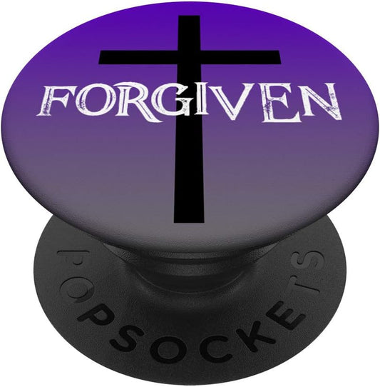 Christian Design Forgiven Cross Jesus Purple Saved Gift PopSockets PopGrip: Swappable Grip for Phones & Tablets