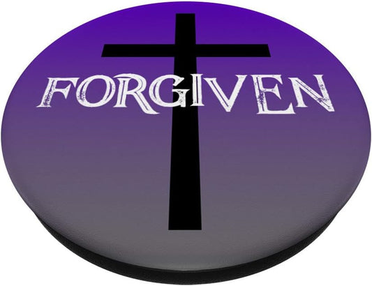 Christian Design Forgiven Cross Jesus Purple Saved Gift PopSockets PopGrip: Swappable Grip for Phones & Tablets