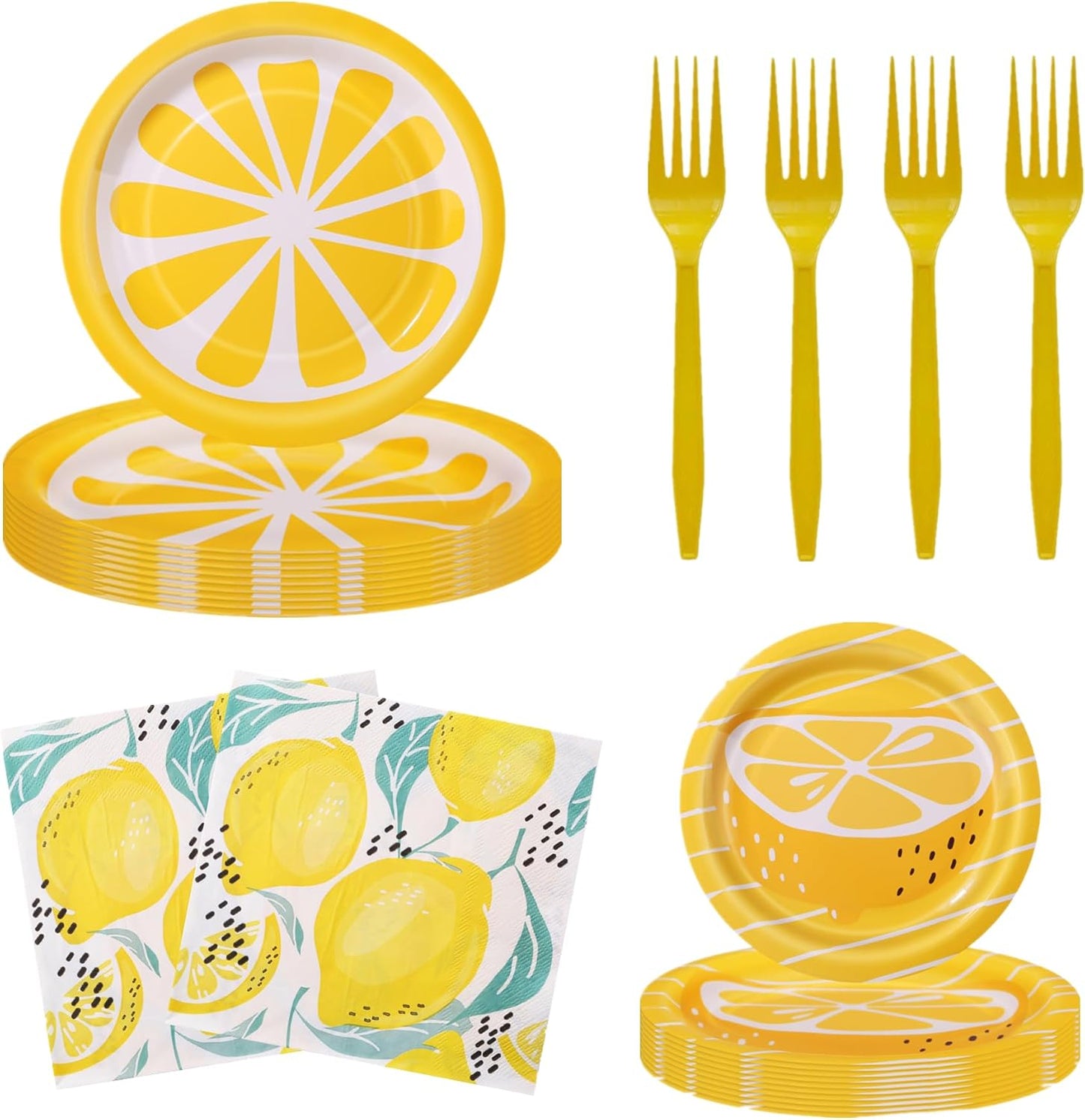 80 Pcs Lemon Birthday Decorations Plates and Napkins Yellow Lemons Summer Party Supplies for Baby Shower Lemon Theme Disposable Plates Tableware Set, Serves 20 Guests