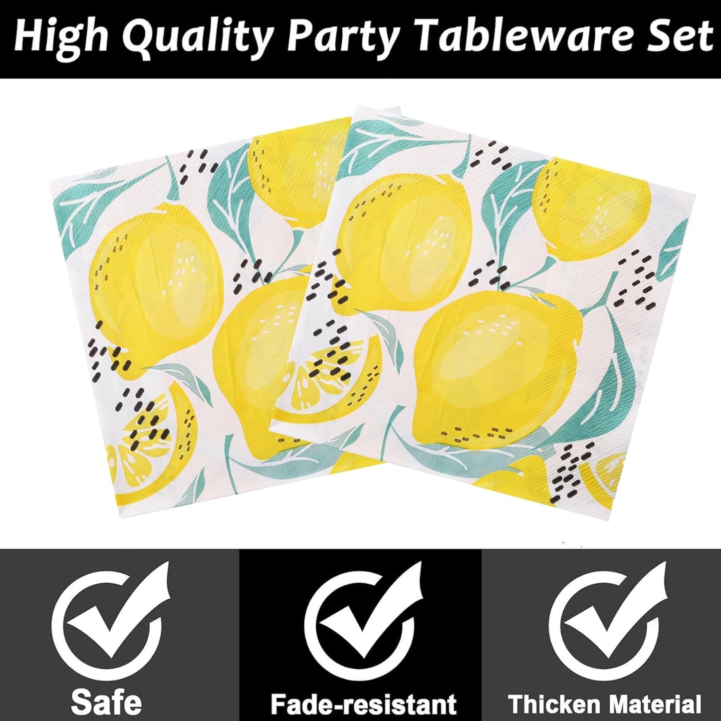 80 Pcs Lemon Birthday Decorations Plates and Napkins Yellow Lemons Summer Party Supplies for Baby Shower Lemon Theme Disposable Plates Tableware Set, Serves 20 Guests