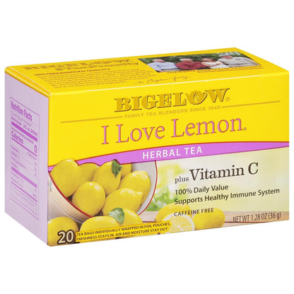 Tea I Love Lemon with Vitamin C Herbal Tea, Caffeine Free Tea , 20 Count Box (Pack of 6), 120 Total Tea Bags