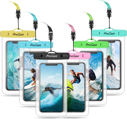 6 Pack Waterproof Phone Pouch Dry Bag Underwater Case for iPhone 16 15 14 13 12 11 Pro Plus Max Mini Xs XR X 8 7, Galaxy S23 S22 S21 Ultra Note up to 7" -Mixed