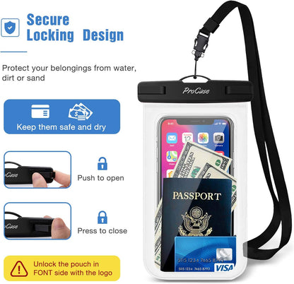 6 Pack Waterproof Phone Pouch Dry Bag Underwater Case for iPhone 16 15 14 13 12 11 Pro Plus Max Mini Xs XR X 8 7, Galaxy S23 S22 S21 Ultra Note up to 7" -Mixed