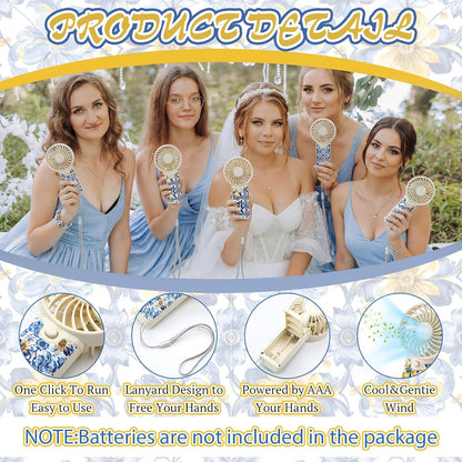 24 Pcs Capri Lemon Party Decoration, Mini Portable Handheld Fans with Lanyard Amalfi Coast Party Favor Lemon Gift Bags Stuffers for Wedding Bridal Baby Shower Guests, Battery Not Included