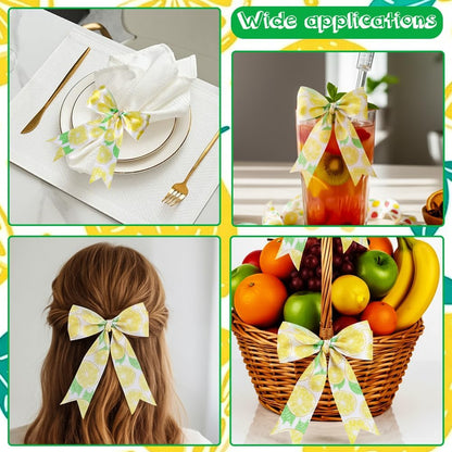 Lemon Ribbon 5 Yards 1 Inch Yellow Printed Satin Hair Bow Making Summer | Fruit Ribbon for Gift Wrapping Wreath Floral Ribbons for Crafts Flower Bouquet Sewing DIY Party Decoration Baby Shower