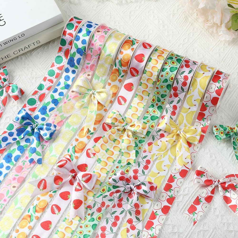 Lemon Ribbon 5 Yards 1 Inch Yellow Printed Satin Hair Bow Making Summer | Fruit Ribbon for Gift Wrapping Wreath Floral Ribbons for Crafts Flower Bouquet Sewing DIY Party Decoration Baby Shower