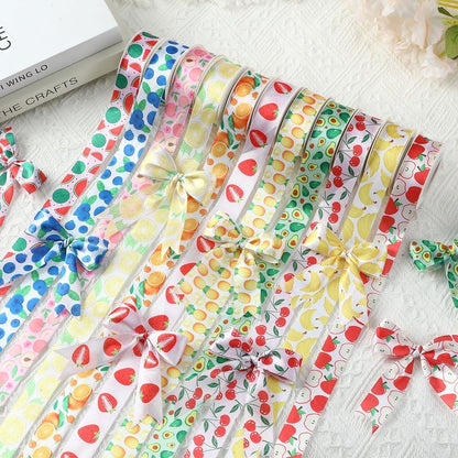 Lemon Ribbon 5 Yards 1 Inch Yellow Printed Satin Hair Bow Making Summer | Fruit Ribbon for Gift Wrapping Wreath Floral Ribbons for Crafts Flower Bouquet Sewing DIY Party Decoration Baby Shower