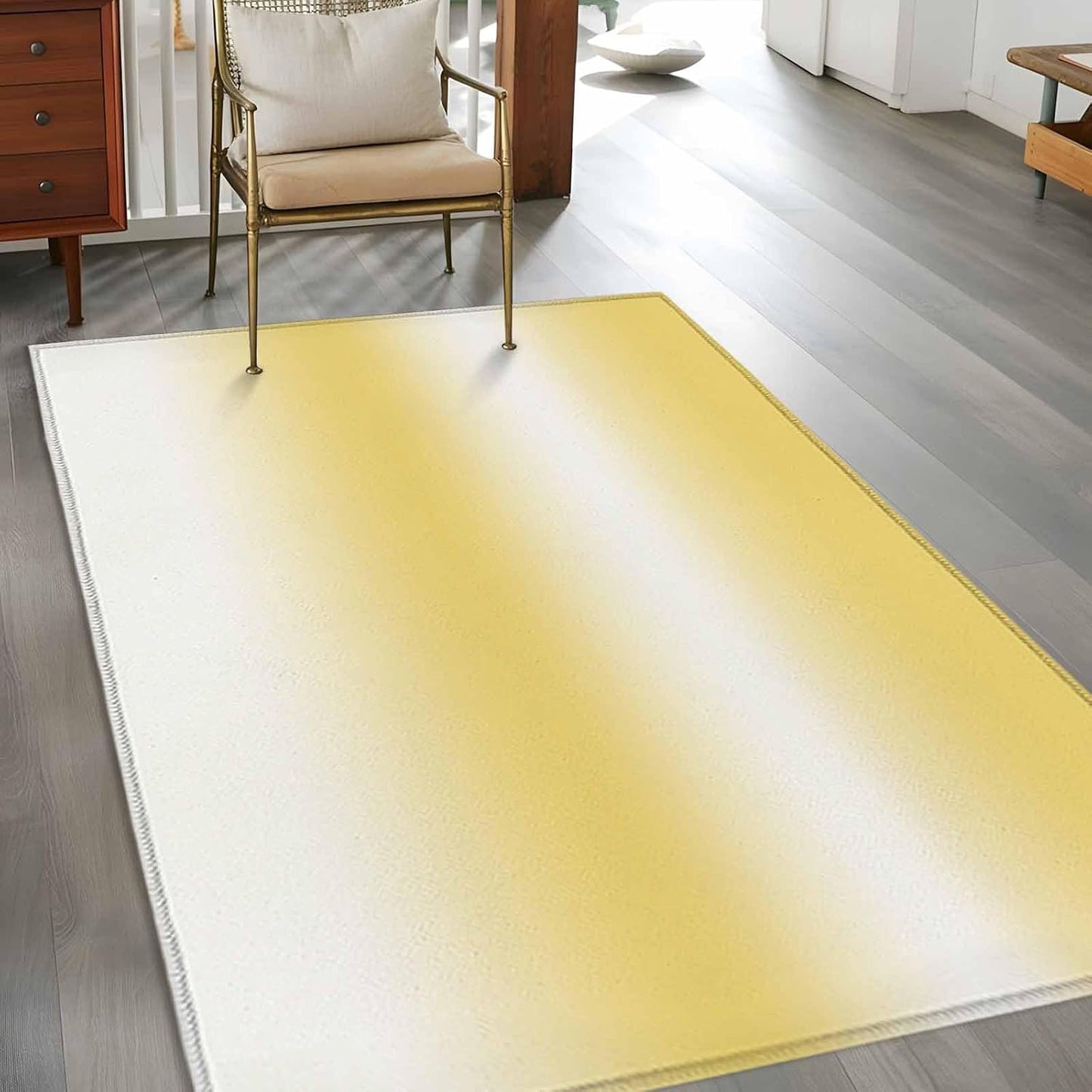 Area Rug 4x6ft, Gradient Lemon Yellow Abstract Washable Rugs for Living Room Bedroom, Modern Aesthetic Art Soft Non-Slip Area Rugs Rectangle Floor Carpet for Dining Room