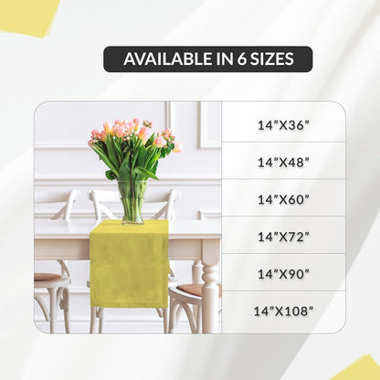 Table Runner 100% Cotton Table Runners 72 inches Long Home, Kitchen, Dining, Party, Wedding, Spring/Summer & Thanksgiving Christmas Decorations (Lemon Yellow, 14" x 72")