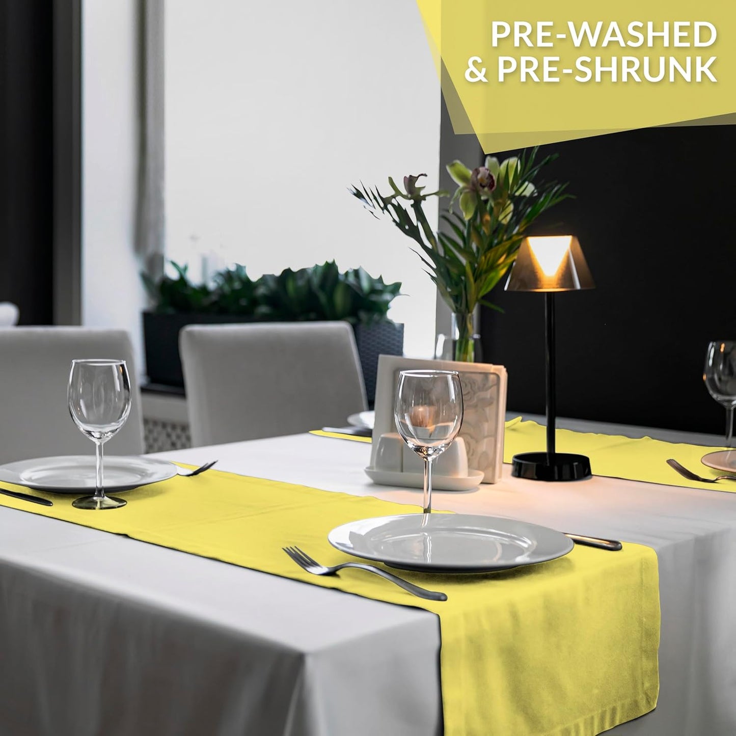 Table Runner 100% Cotton Table Runners 72 inches Long Home, Kitchen, Dining, Party, Wedding, Spring/Summer & Thanksgiving Christmas Decorations (Lemon Yellow, 14" x 72")