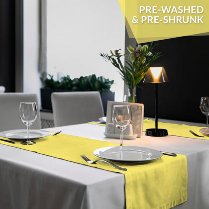 Table Runner 100% Cotton Table Runners 72 inches Long Home, Kitchen, Dining, Party, Wedding, Spring/Summer & Thanksgiving Christmas Decorations (Lemon Yellow, 14" x 72")