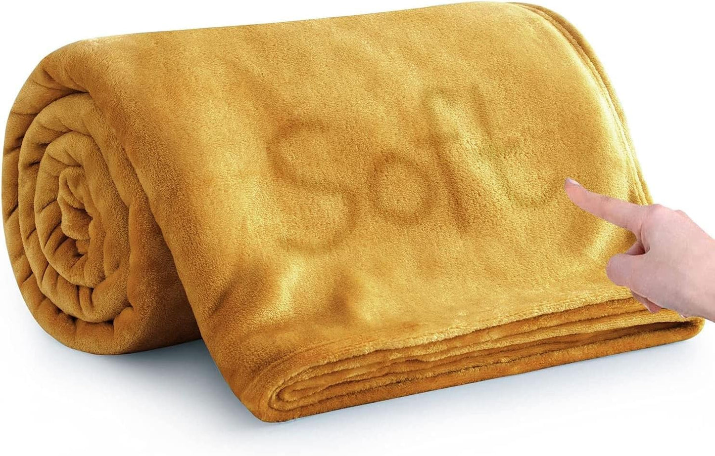 IR Imperial Rooms Fleece Blanket - Super Soft Fluffy Throw Blanket for Sofa and Bed - Warm and Cozy Lightweight 400 GSM Microfiber Bed Throws Blankets, 50x60 Inches (Throw/Travel, Mustard)