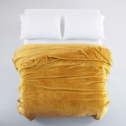 IR Imperial Rooms Fleece Blanket - Super Soft Fluffy Throw Blanket for Sofa and Bed - Warm and Cozy Lightweight 400 GSM Microfiber Bed Throws Blankets, 50x60 Inches (Throw/Travel, Mustard)
