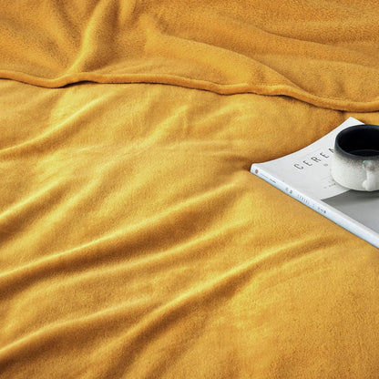 IR Imperial Rooms Fleece Blanket - Super Soft Fluffy Throw Blanket for Sofa and Bed - Warm and Cozy Lightweight 400 GSM Microfiber Bed Throws Blankets, 50x60 Inches (Throw/Travel, Mustard)