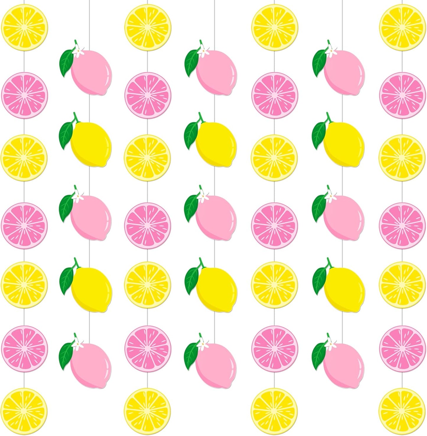 8pcs Lemon Party Hanging Garlands Pink and Yellow Lemon Birthday Party Decorations Lemonade Theme Room Wall Decor for Summer Fruit Theme Bridal Shower Party Supplies