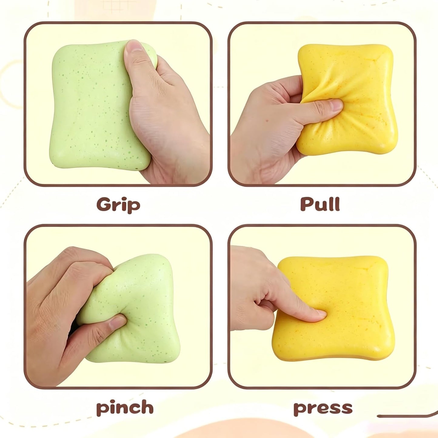 2PCS Soft Bread Butter Squishy Toy,Slow Rising Squishy Funny Novelty Sensory Fidget Toy, Portable Squishy Play Toy for Anxiety Calming, Party Favo(Yellow/Green)