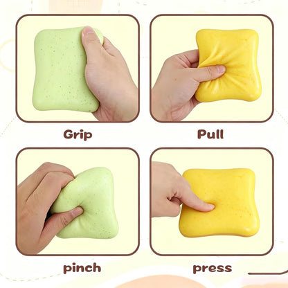 2PCS Soft Bread Butter Squishy Toy,Slow Rising Squishy Funny Novelty Sensory Fidget Toy, Portable Squishy Play Toy for Anxiety Calming, Party Favo(Yellow/Green)