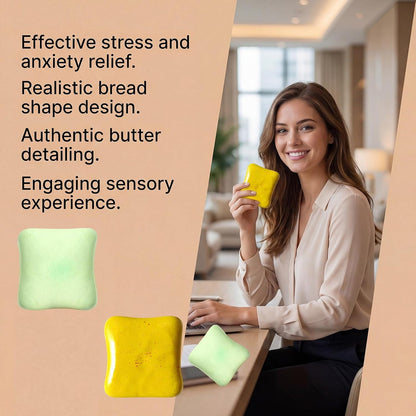 2PCS Soft Bread Butter Squishy Toy,Slow Rising Squishy Funny Novelty Sensory Fidget Toy, Portable Squishy Play Toy for Anxiety Calming, Party Favo(Yellow/Green)