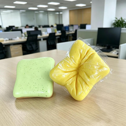 2PCS Soft Bread Butter Squishy Toy,Slow Rising Squishy Funny Novelty Sensory Fidget Toy, Portable Squishy Play Toy for Anxiety Calming, Party Favo(Yellow/Green)
