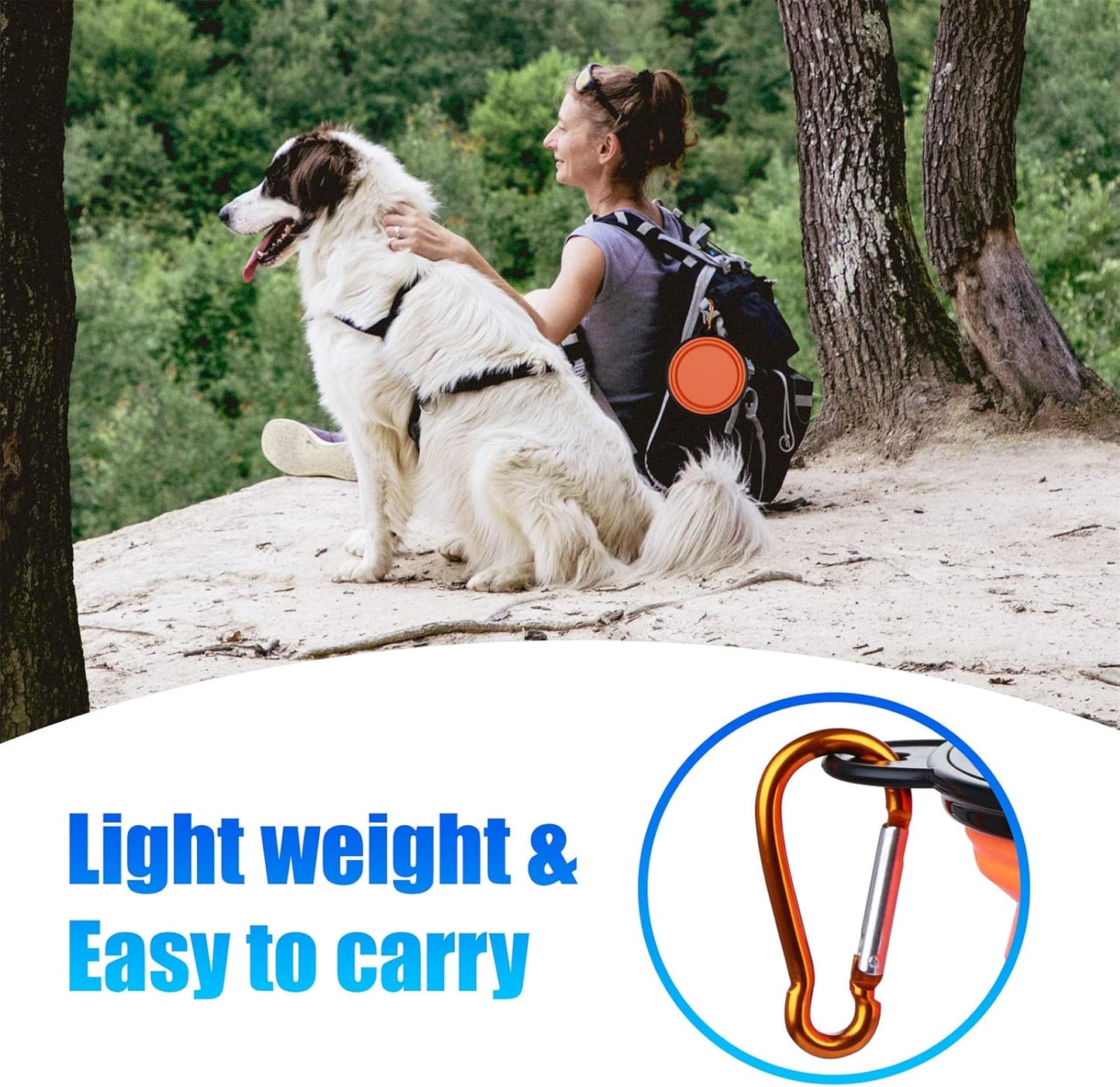Dog Bowl Pet Collapsible Bowls, 2 Pack Collapsible Dog Water Bowls for Cats Dogs, Portable Pet Feeding Watering Dish for Walking Parking Traveling with 2 Carabiners (Small, Orange+Yellow)