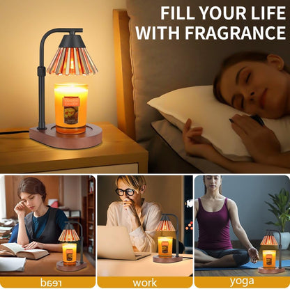 Dimmer Candle Warmer Lamp with Timer Adjustable Height Electric Wax Warmer for Jar Candles Home Offices Decor Birthday for Women Mom Grandma (Gold-Yellow)