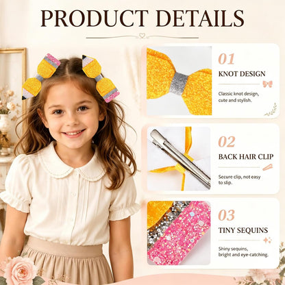 1 Pair Back to School Pencil Hair Bows Clips for Girls | First Day of School Hair Clip Cute Glitter Sparkly Yellow Pencil Hair Accessories for First Day of School Outfits