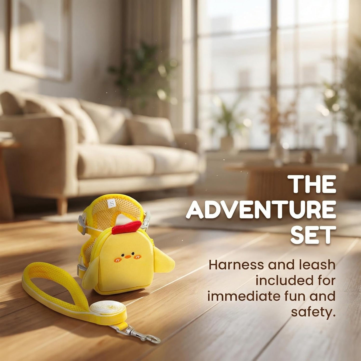 Dog Harness and Leash Set, with Backpack Pockets, Yellow - M | Adjustable Lightweight Breathable Mesh Vest Harness, All Weather Soft Saddle Style Pet Carrier for Small Medium Dogs & Cats