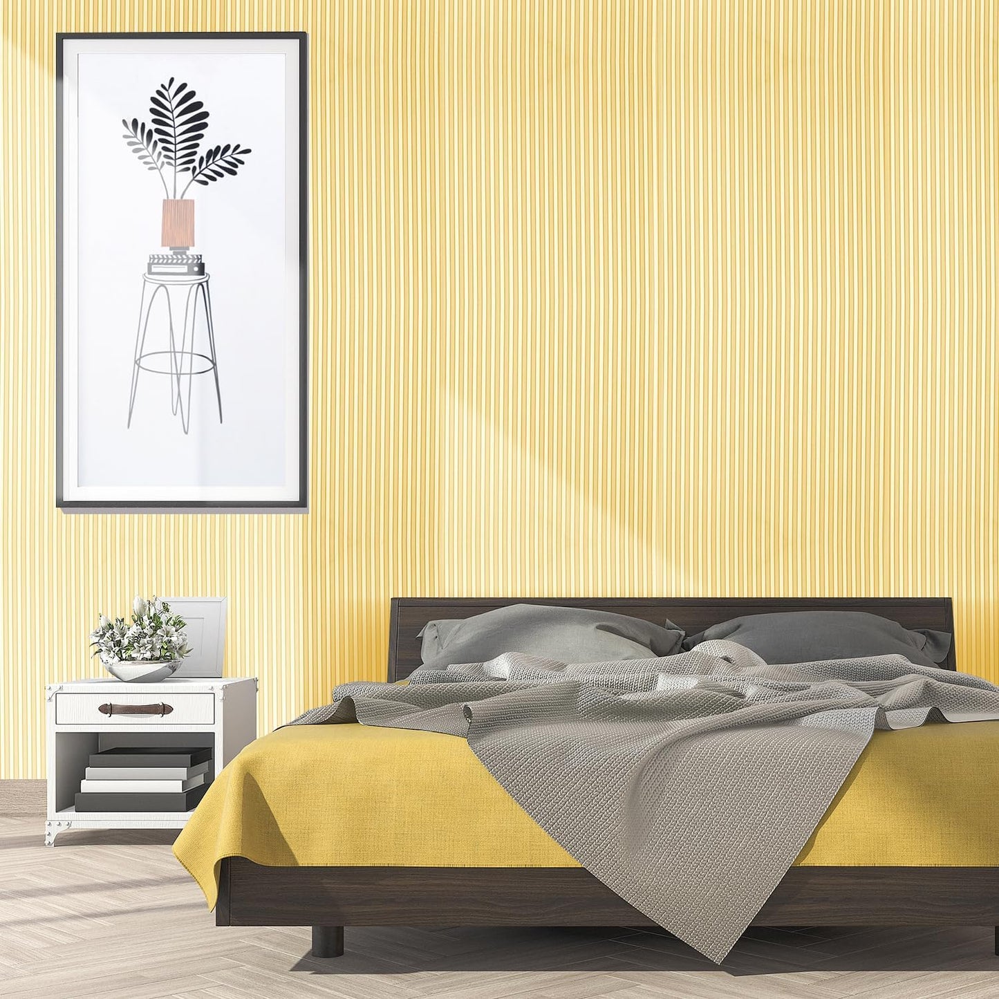 Peel and Stick Yellow White Stripes Shelf Paper Shelf Liner Drawer for Kitchen Cabinets Dresser Drawer Table Cupboard Walls Cabinet Liner