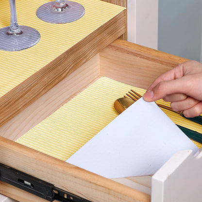 Peel and Stick Yellow White Stripes Shelf Paper Shelf Liner Drawer for Kitchen Cabinets Dresser Drawer Table Cupboard Walls Cabinet Liner