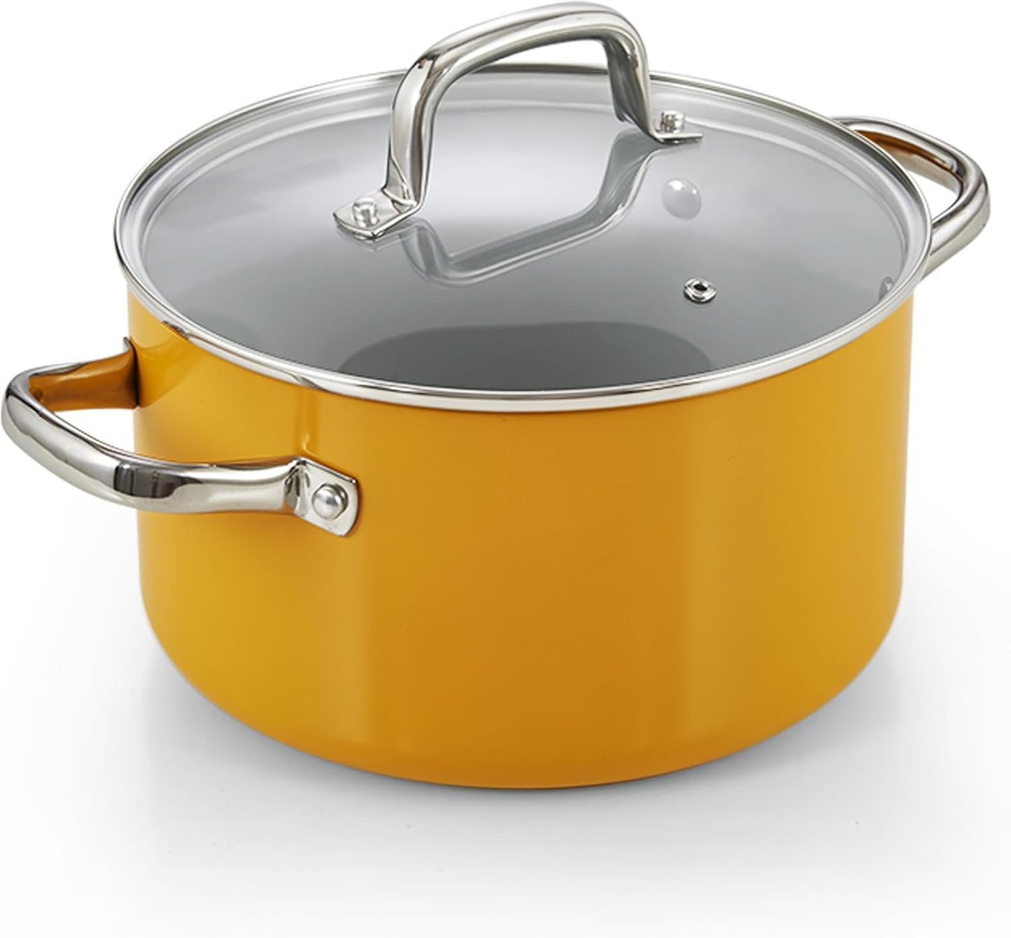 Classic 6 Quart Ceramic Nonstick Stock Pot with Lid, Induction Cookware, Stockpot for Cooking, Canning, Sauce, Ollas para Cocina, Yellow