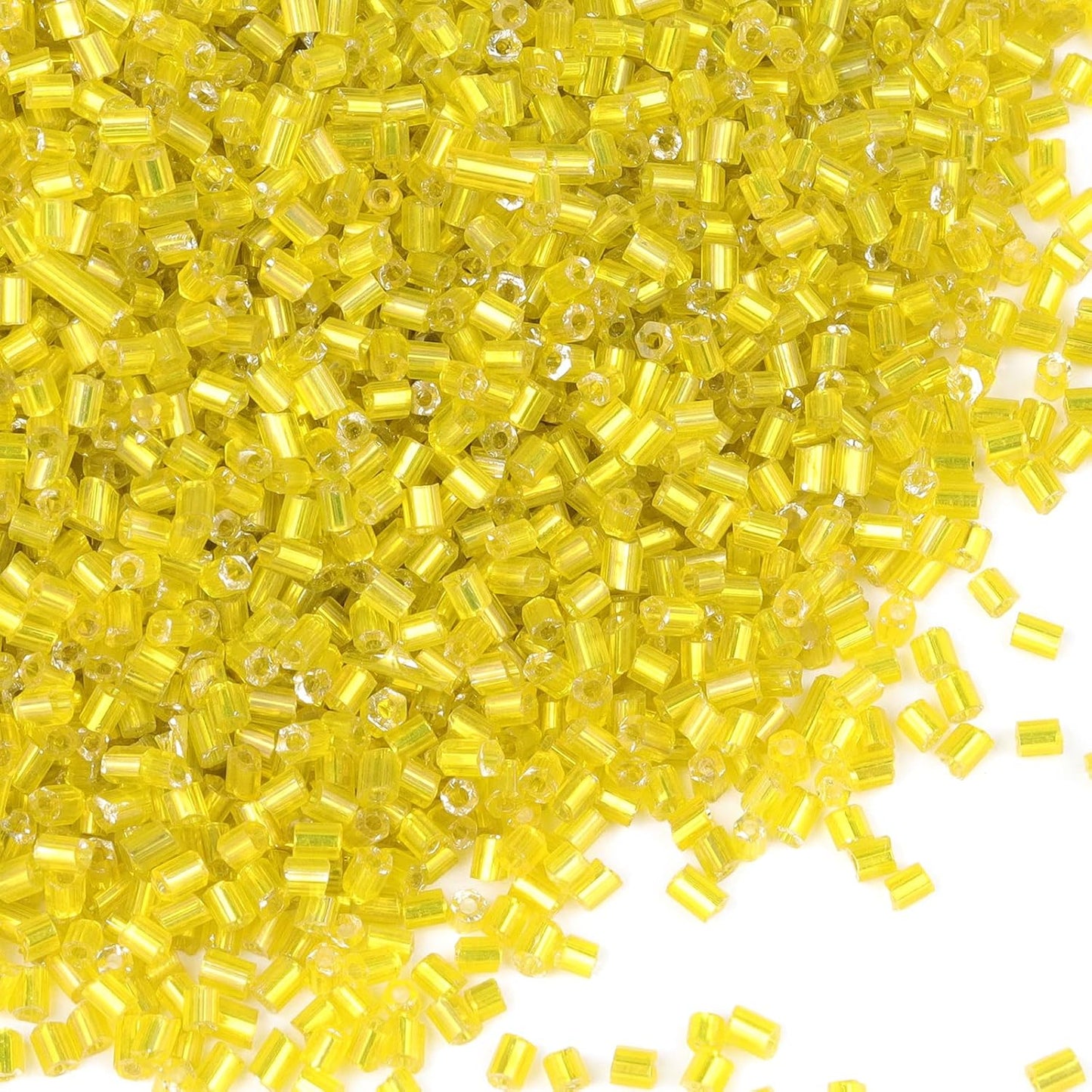 Yholin 6000pcs Yellow Bugle Beads Bulk, Embroidery Tube Short Beads for Jewelry Making, Bracelet,Necklaces Supplies,Craft DIY(3x2mm)