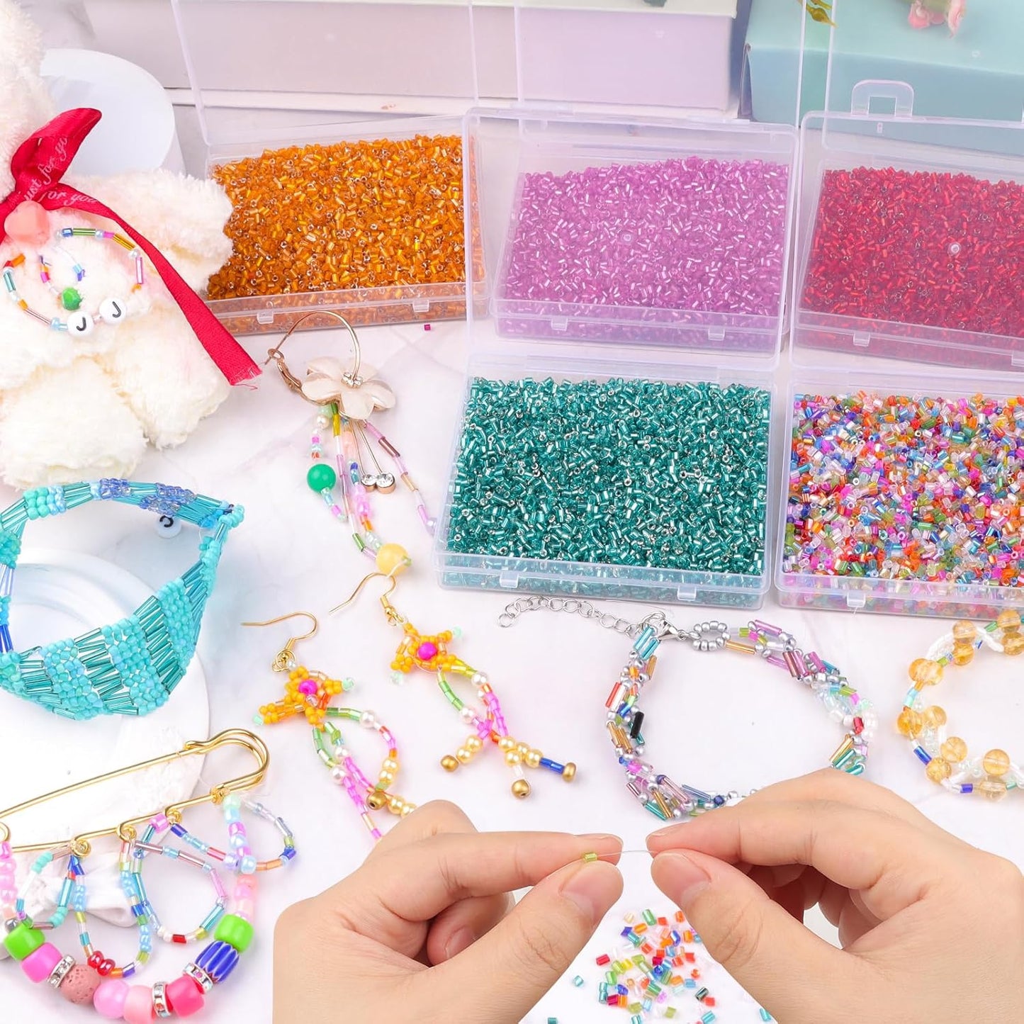 Yholin 6000pcs Yellow Bugle Beads Bulk, Embroidery Tube Short Beads for Jewelry Making, Bracelet,Necklaces Supplies,Craft DIY(3x2mm)
