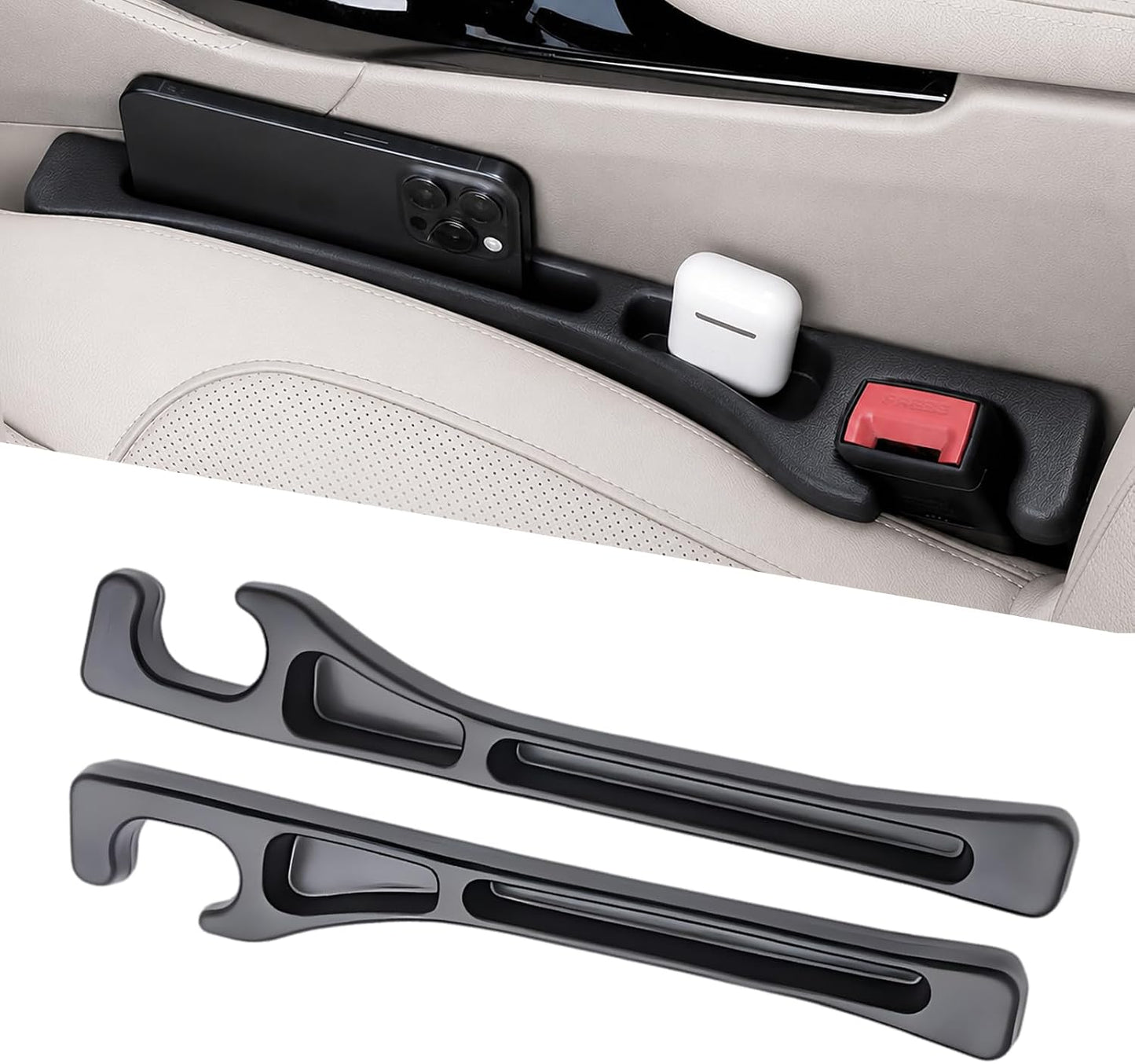 Car Seat Gap Filler Organizer 2 PCS Black Universal Seat Gap Plug Blocker Anti-Drop Console Catcher Phone Keys Storage for Car Truck SUV Auto Accessories Style2