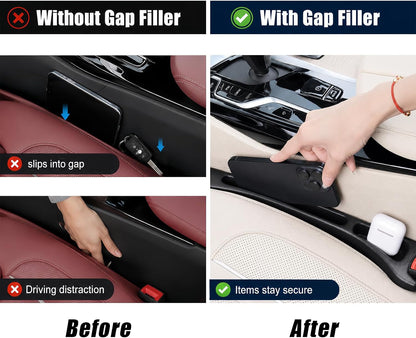 Car Seat Gap Filler Organizer 2 PCS Black Universal Seat Gap Plug Blocker Anti-Drop Console Catcher Phone Keys Storage for Car Truck SUV Auto Accessories Style2
