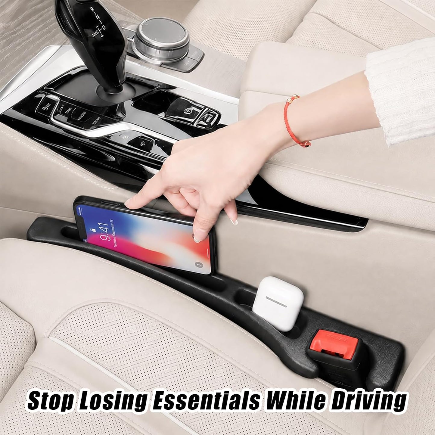 Car Seat Gap Filler Organizer 2 PCS Black Universal Seat Gap Plug Blocker Anti-Drop Console Catcher Phone Keys Storage for Car Truck SUV Auto Accessories Style2