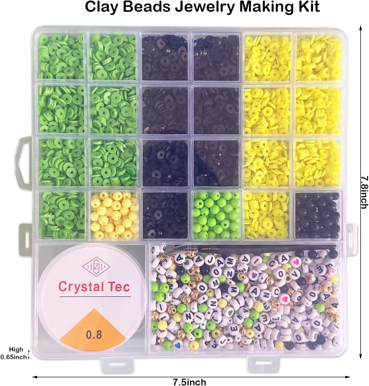 Jamaica Clay Beads Bracelets Making Kit - Jamaican Party Supplies - Jamaica Independence Day Boho DIY Art Craft Jewelry Making Set with Assorted Beads - 1 Box, Yellow, Green and Black
