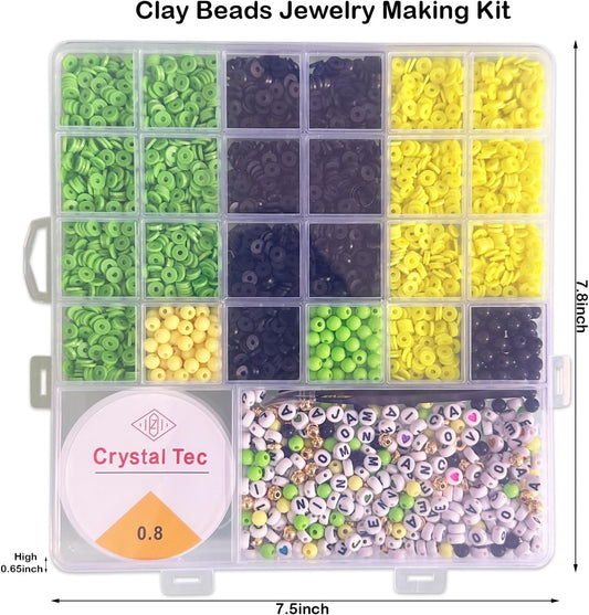 Jamaica Clay Beads Bracelets Making Kit - Jamaican Party Supplies - Jamaica Independence Day Boho DIY Art Craft Jewelry Making Set with Assorted Beads - 1 Box, Yellow, Green and Black