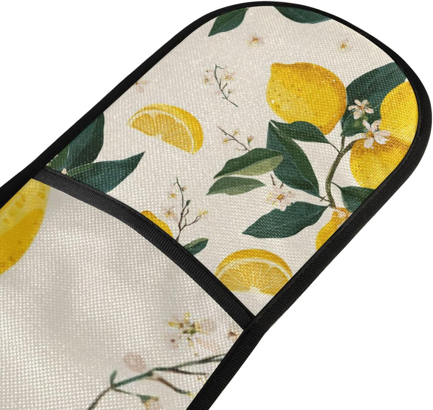 Beige Flower Lemon Oven Mitts Pot Holder High Heat Resistant Double Kitchen Oven Mitt Soft Cotton Lining Hot Pads Thick Gloves for Cooking Banquet BBQ