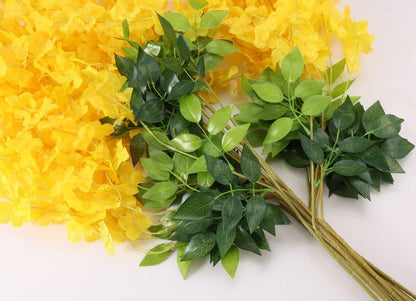 24 Pack 3.6 Feet Artificial Wisteria Hanging Flowers Garland Fake Wisteria Vine for Garden Floral Wedding Decor (Yellow)
