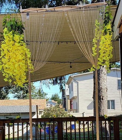 24 Pack 3.6 Feet Artificial Wisteria Hanging Flowers Garland Fake Wisteria Vine for Garden Floral Wedding Decor (Yellow)