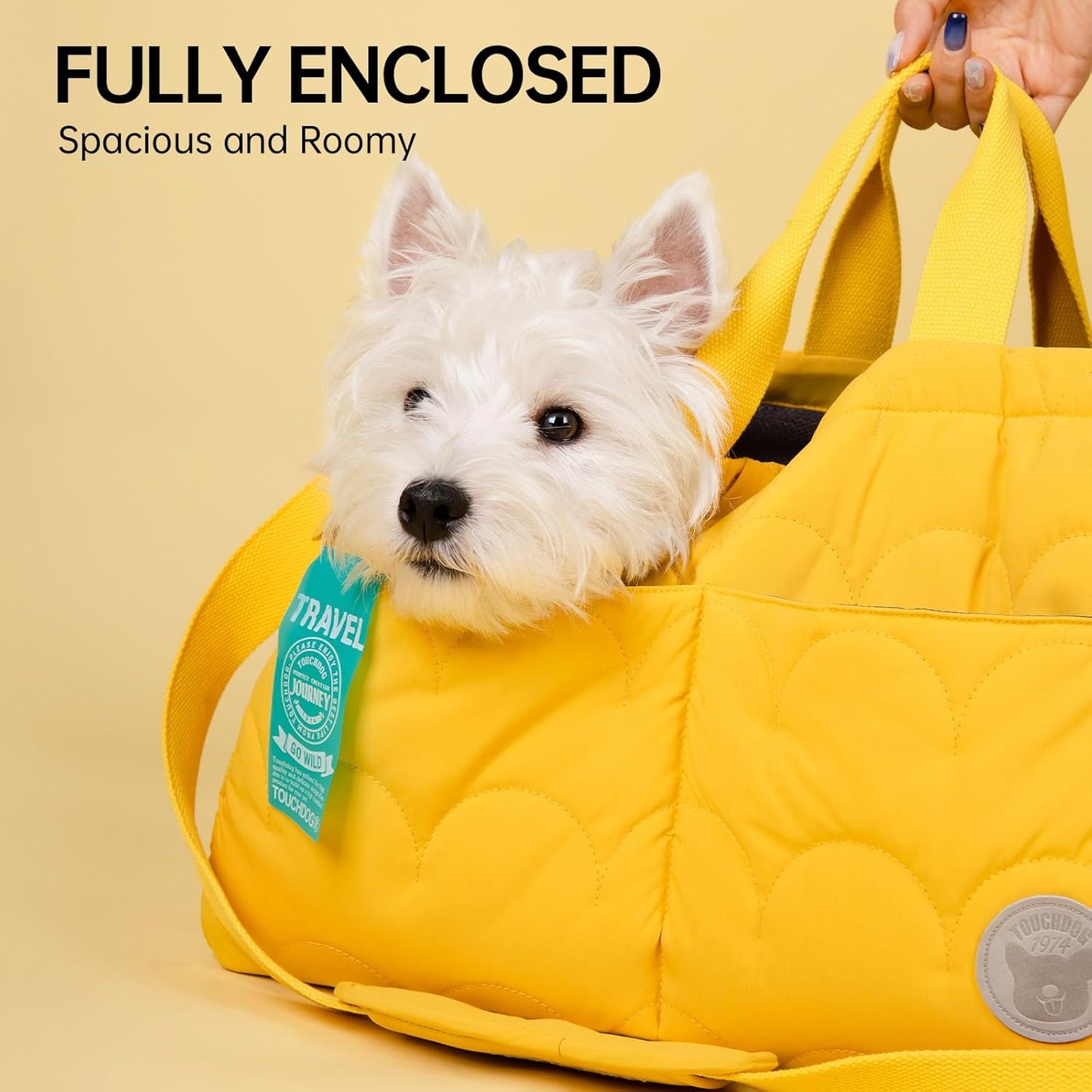 Macaron Cloud Pet Carrier Bag for Small Dogs and Cats, Lightweight Handheld Shoulder Crossbody Puppy Carrier with Storage Pocket, Breathable Expandable Pet Travel Carrier，Ups to 14 lbs (Yellow)
