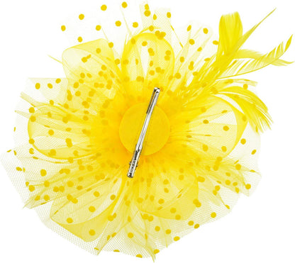 Fascinators Hat Flower Mesh Ribbons Feathers on a Headband and a Clip Tea Party Headwear for Girls and Women