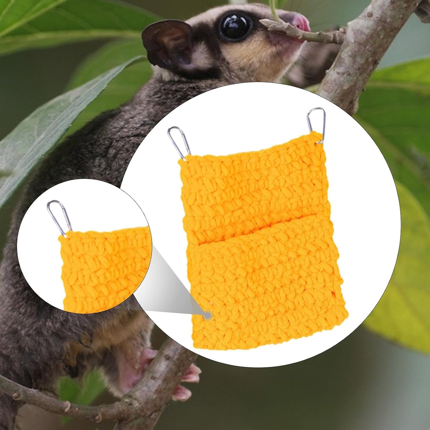 Pet Hammock Soft Hanging Bed Cage Accessories for Ferret Chinchilla Hamster Guinea Pig Small Animal Nest- Yellow