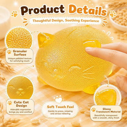 Cool Cat Squishy Fidget Toys,Yellow Taba Squishy Cat Squeeze Toy | Non-Sticky Stress Ball for Kid Teen Adult with Autism,Odor Free Sensory Fidget,Quiet Desk Toy for Office Classroom Party Gift