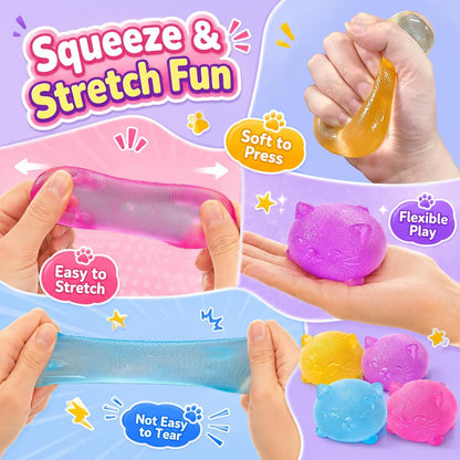 Cool Cat Squishy Fidget Toys,Yellow Taba Squishy Cat Squeeze Toy | Non-Sticky Stress Ball for Kid Teen Adult with Autism,Odor Free Sensory Fidget,Quiet Desk Toy for Office Classroom Party Gift