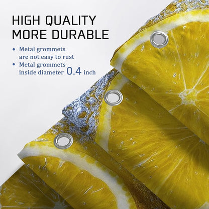 4Pcs Lemon Shower Curtain Set, Bright Yellow Citrus Bath Mat Rugs Accessories for Bathroom Decor, Summer Modern Waterproof Fabric Shower Curtain Set with Hooks 72x72 Inch